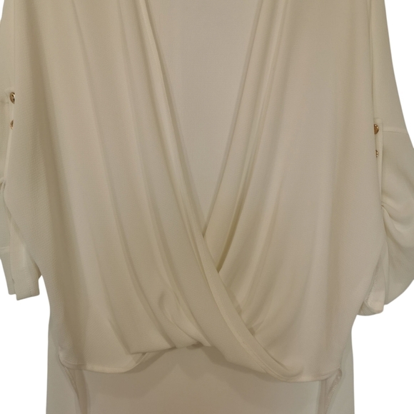Joseph Ribkoff Semi Sheer Draped V Surplice Neck Raglan Sleeve Blouse - Sz 12 - Picture 2 of 8